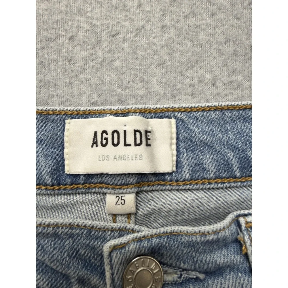 AGOLDE Nico Jeans Womens 25x28 Blue Mid‎ Rise Skinny Distressed Button Fly